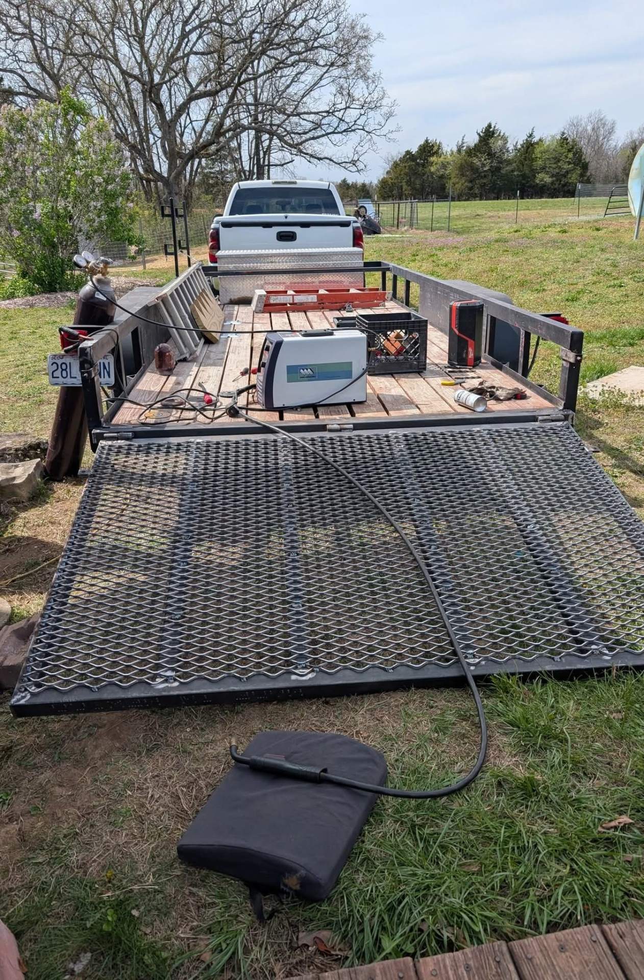 Mobile welding rig set up on a flatbed trailer
